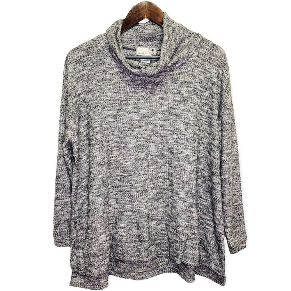 Everleigh Womens Size XS Turtleneck Long Sleeve Ribbed Top Sweater Chambray Mult